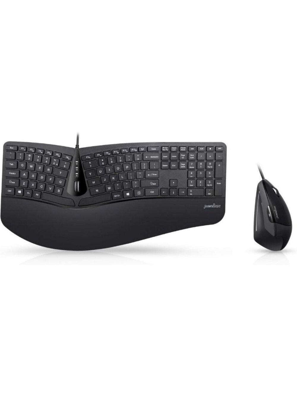 Ergonomic Split Keyboard & Vertical Mouse Combo with Adjustable Palm Rest, USB